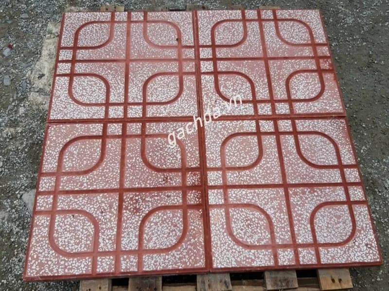 Gạch Lát Vỉa Hè 40x40 Terrazzo Mắt Phụng Đỏ