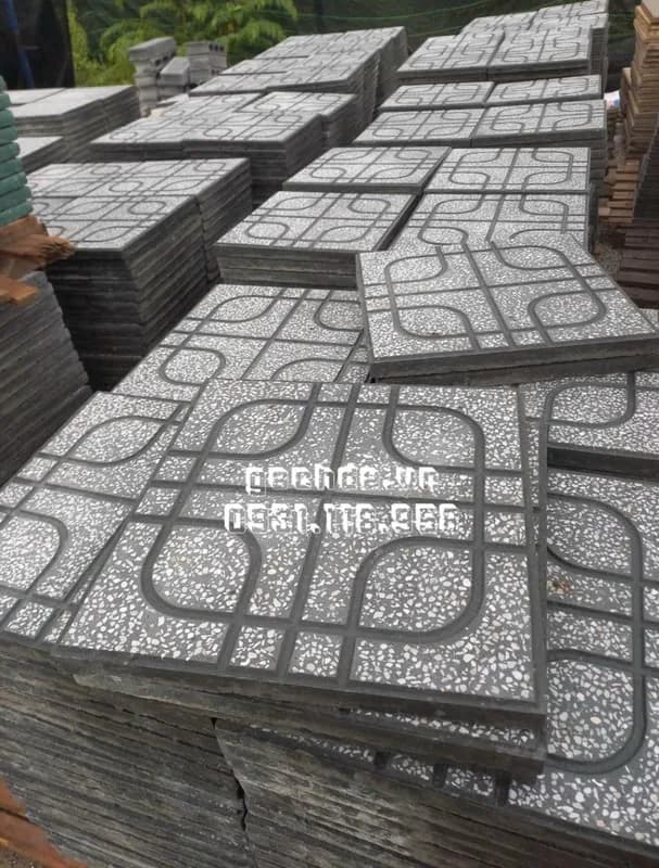 Gạch Lát Vỉa Hè 40x40 Terrazzo Mắt Phụng Xám