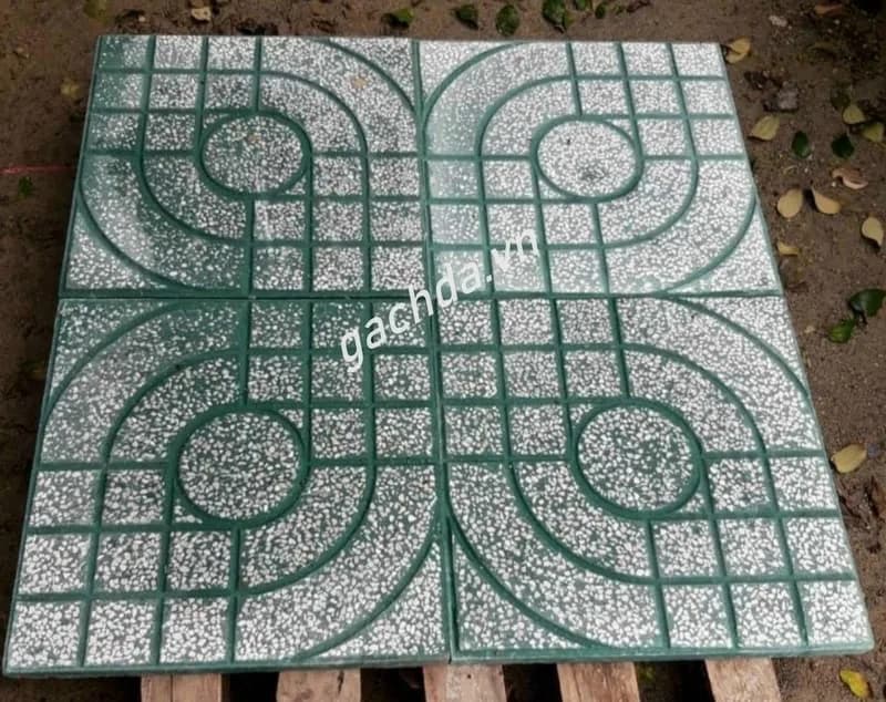 Gạch Lát Vỉa Hè 40x40 Terrazzo Mắt Nai Xanh