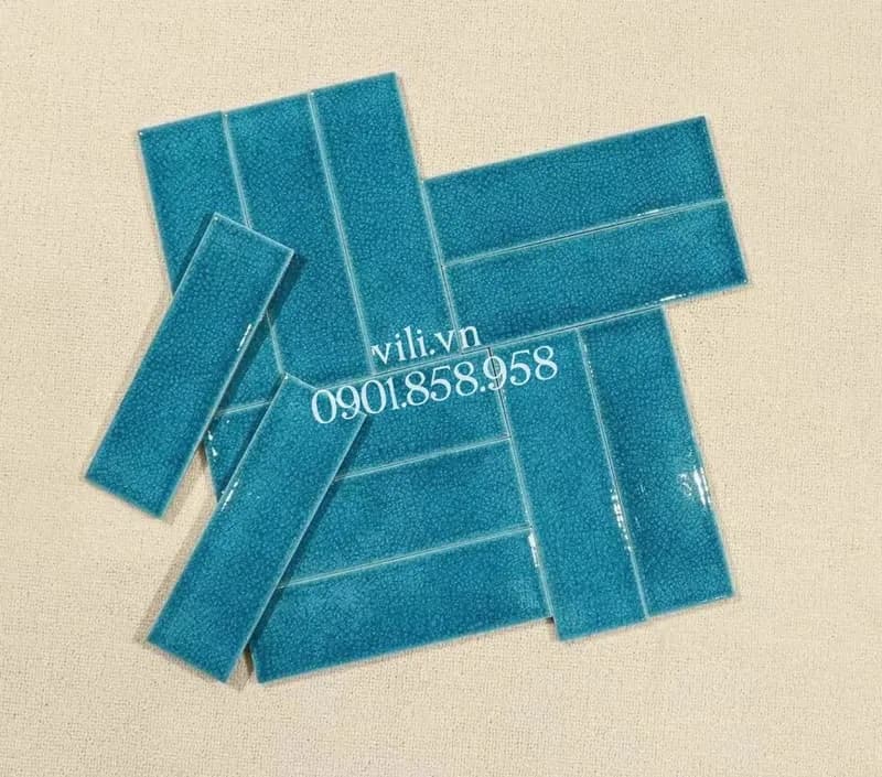 Gạch thẻ men rạn 6X20 cm VL60204 xanh dương nhạt