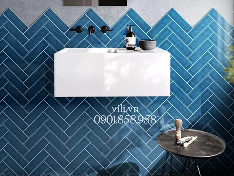 Gạch thẻ men rạn 6X20 cm VL60204 xanh dương nhạt