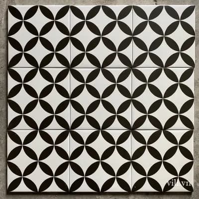 Gạch bông lát nền 20x20 VL2014 đồng tiền trắng & đen