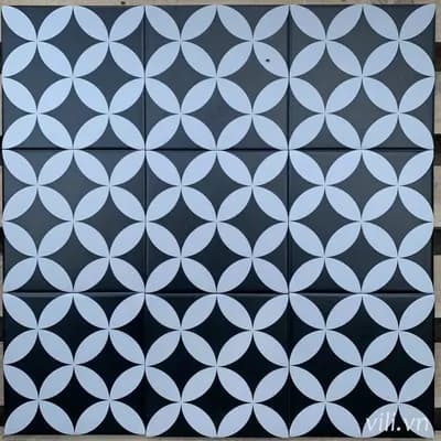Gạch bông lát nền 20x20 VL212 đồng tiền đen & trắng