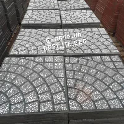 Gạch Lát Vỉa Hè 40x40 Terrazzo Cánh Quạt Xám