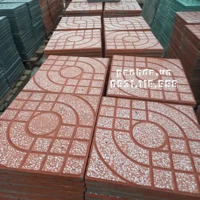 Gạch Lát Vỉa Hè 40x40 Terrazzo Mắt Nai Đỏ