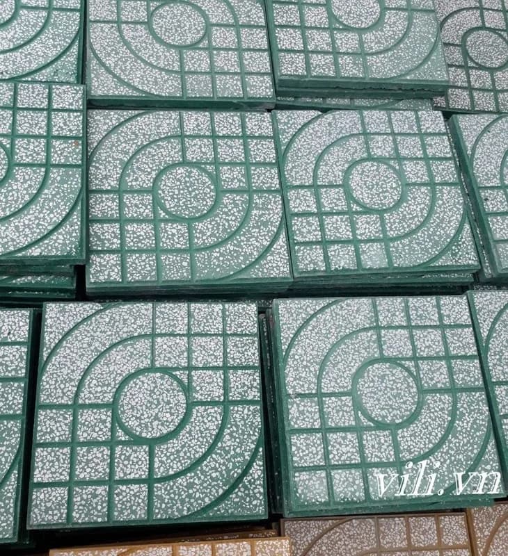 Gạch Lát Vỉa Hè 40x40 Terrazzo Mắt Nai Xanh