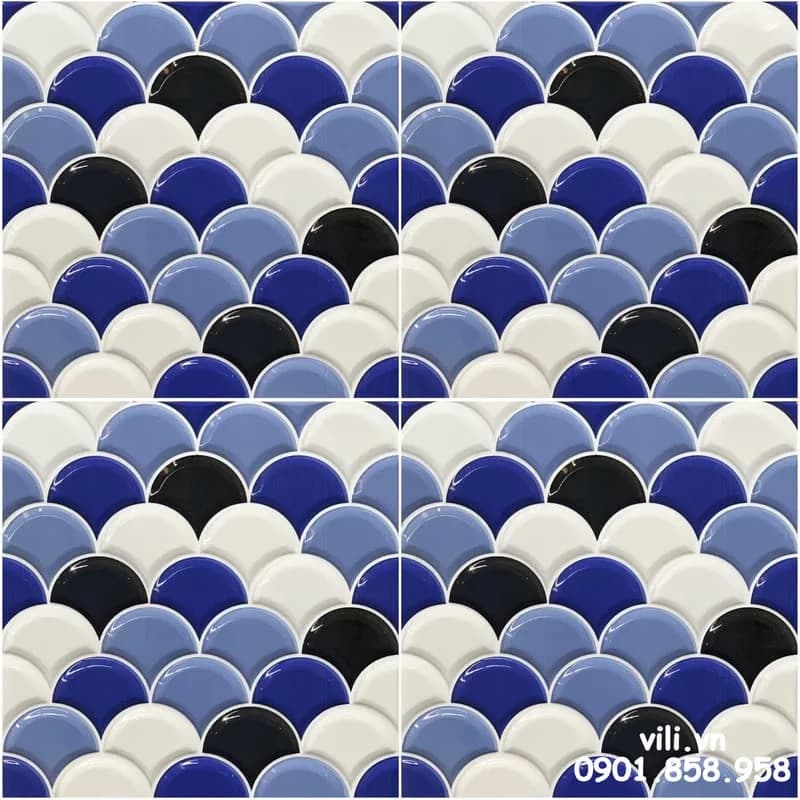 Gạch ốp tường trang trí 30x30 VL3021 vảy cá xanh lá họa tiết nổi