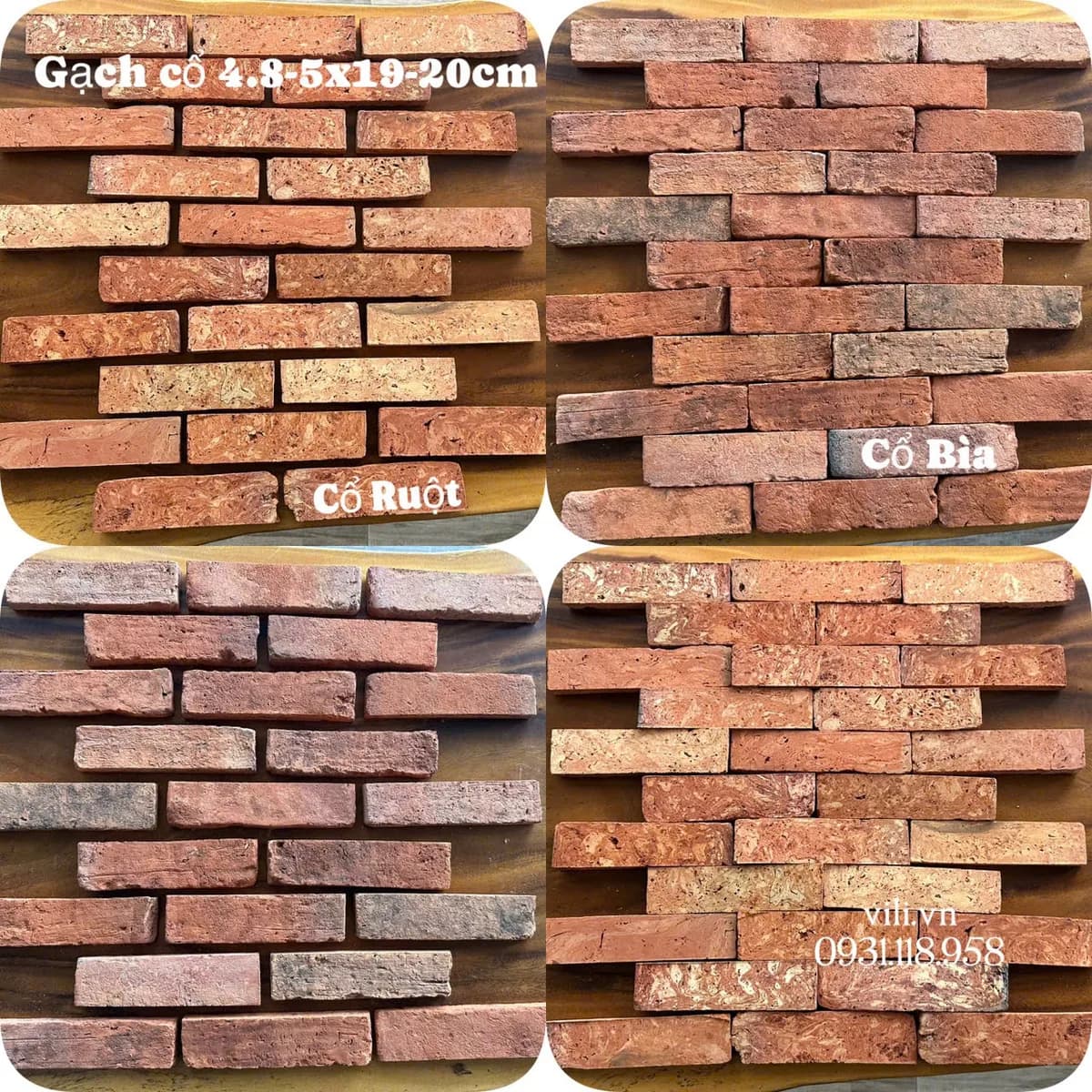 Gạch cổ bìa ốp tường 4.8 - 5x19-20 cm ốp trang trí